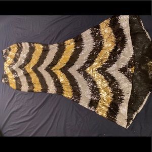 Black Gold and White sequence mermaid skirt